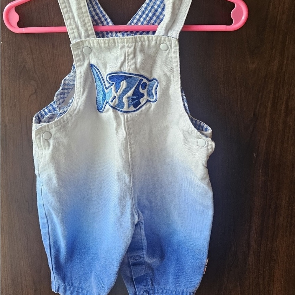 Blue and White Kids Overalls